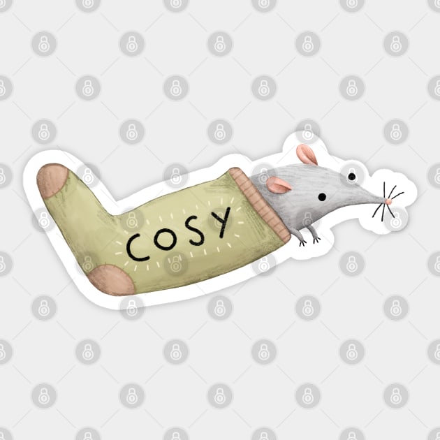 Cosy Sockmouse Sticker by Sophie Corrigan